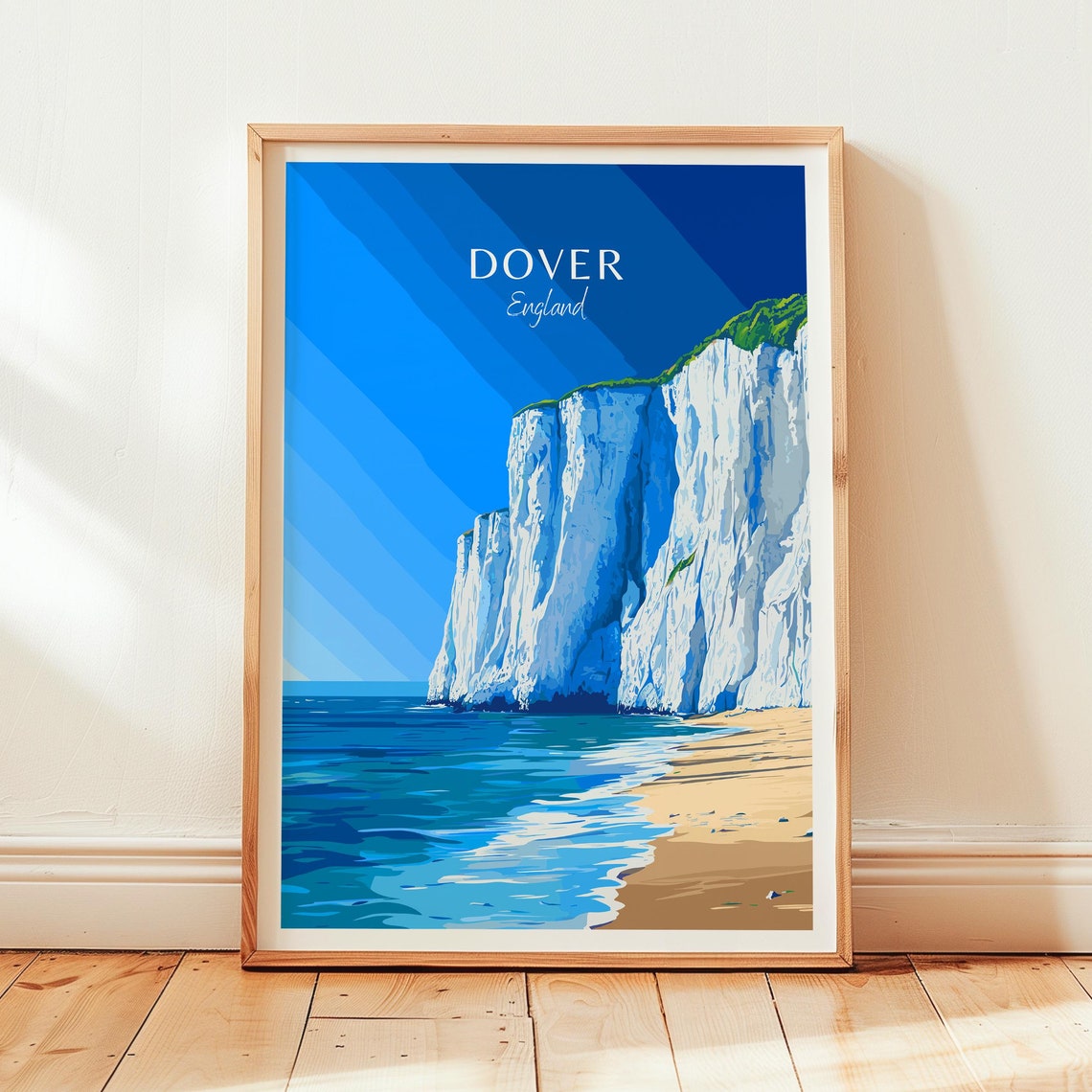 Dover England Towering White Chalk Cliffs Coastal Beach Poster