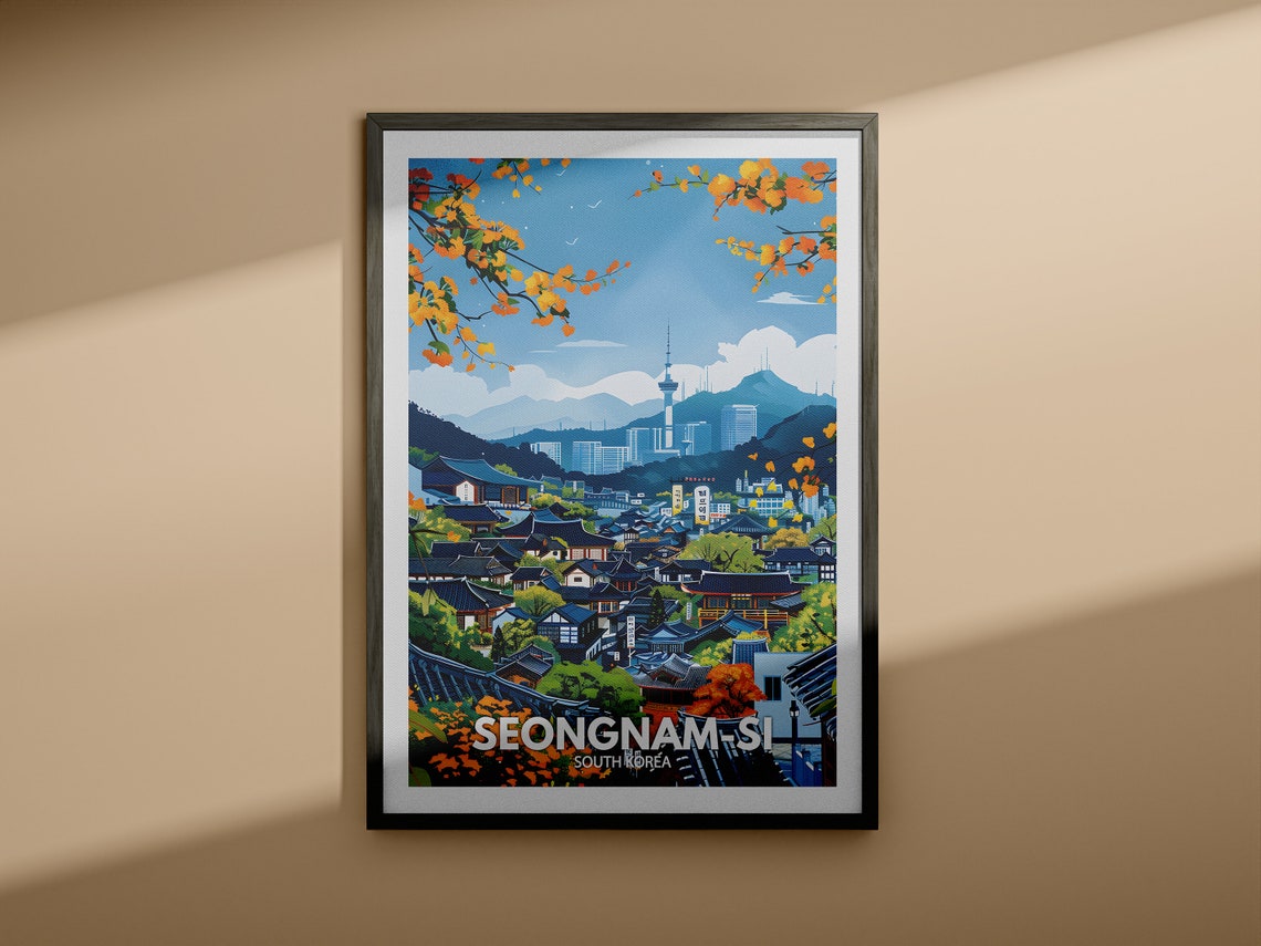 Seongnam Si Print South Korea Seongnam Si Travel Poster South Korea Travel Poster South Korea Cityscape Wall Art City Decor - Image 3
