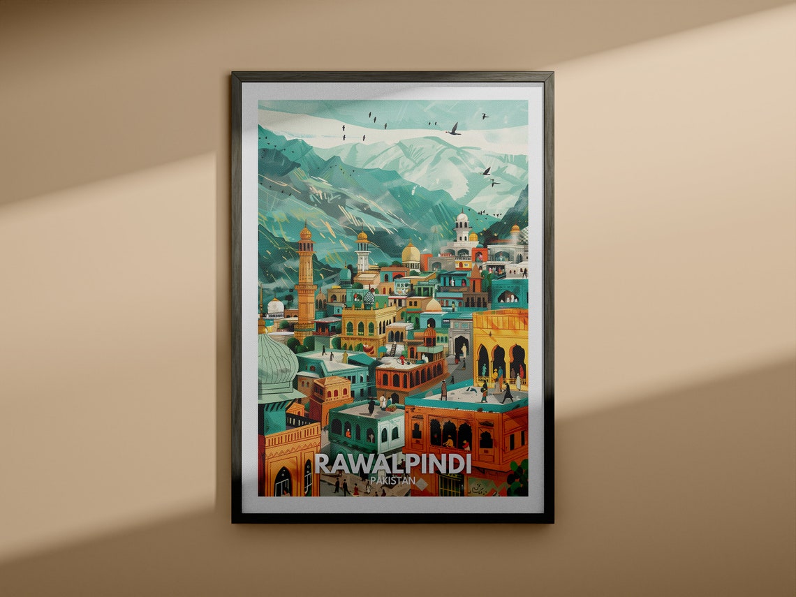 Rawalpindi Travel Print Pakistan Rawalpindi Travel Poster Pakistan Travel Poster Pakistan Cityscape Wall Art Unique City Decor - Image 3