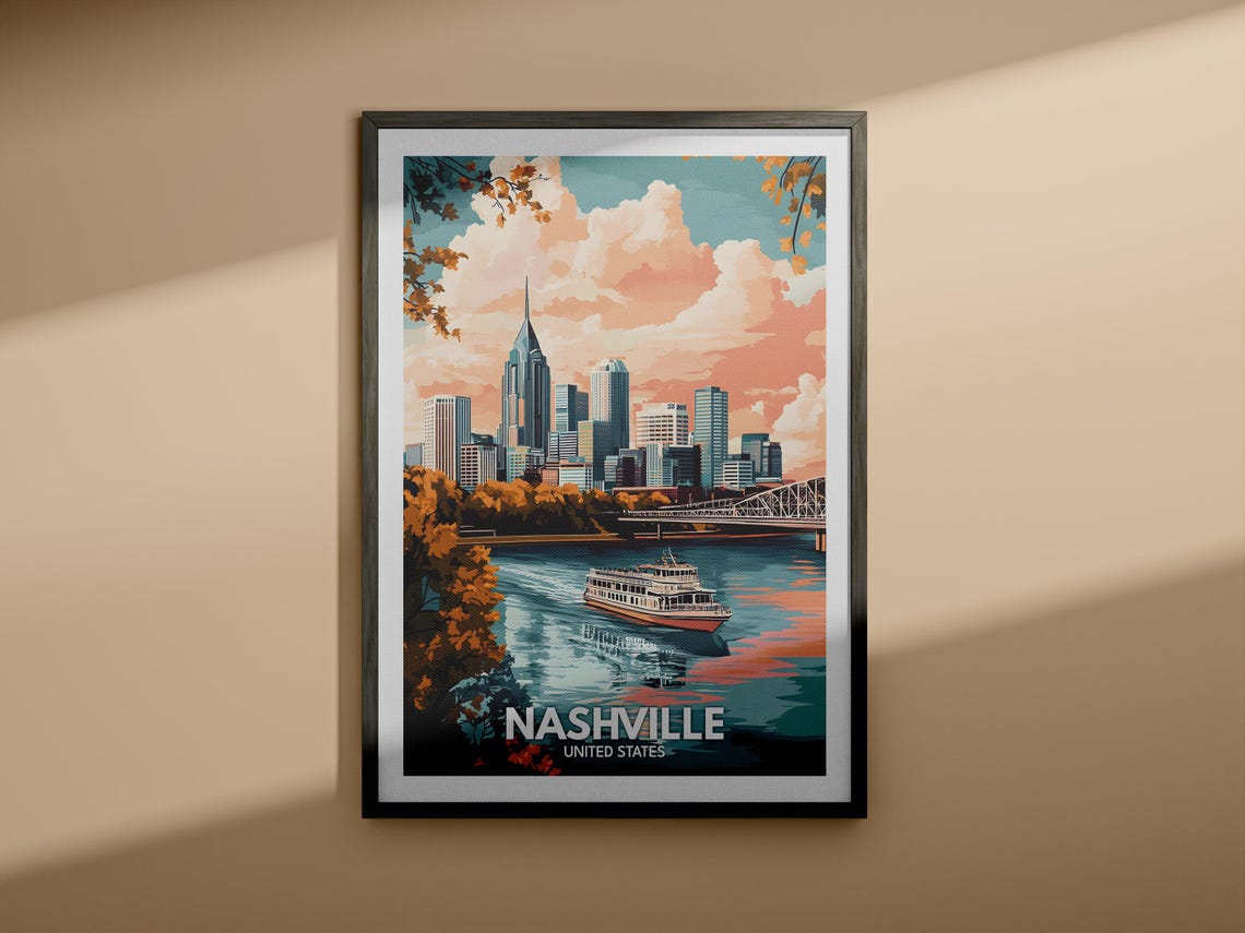 Nashville Travel Print United States Nashville Travel Poster United States Travel Poster United States Cityscape Wall Art City Decor - Image 3