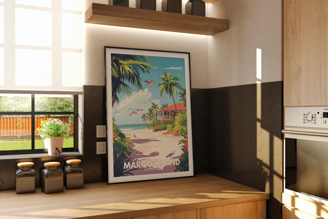 Marco Island Travel Poster, Seaside Decor - Image 2