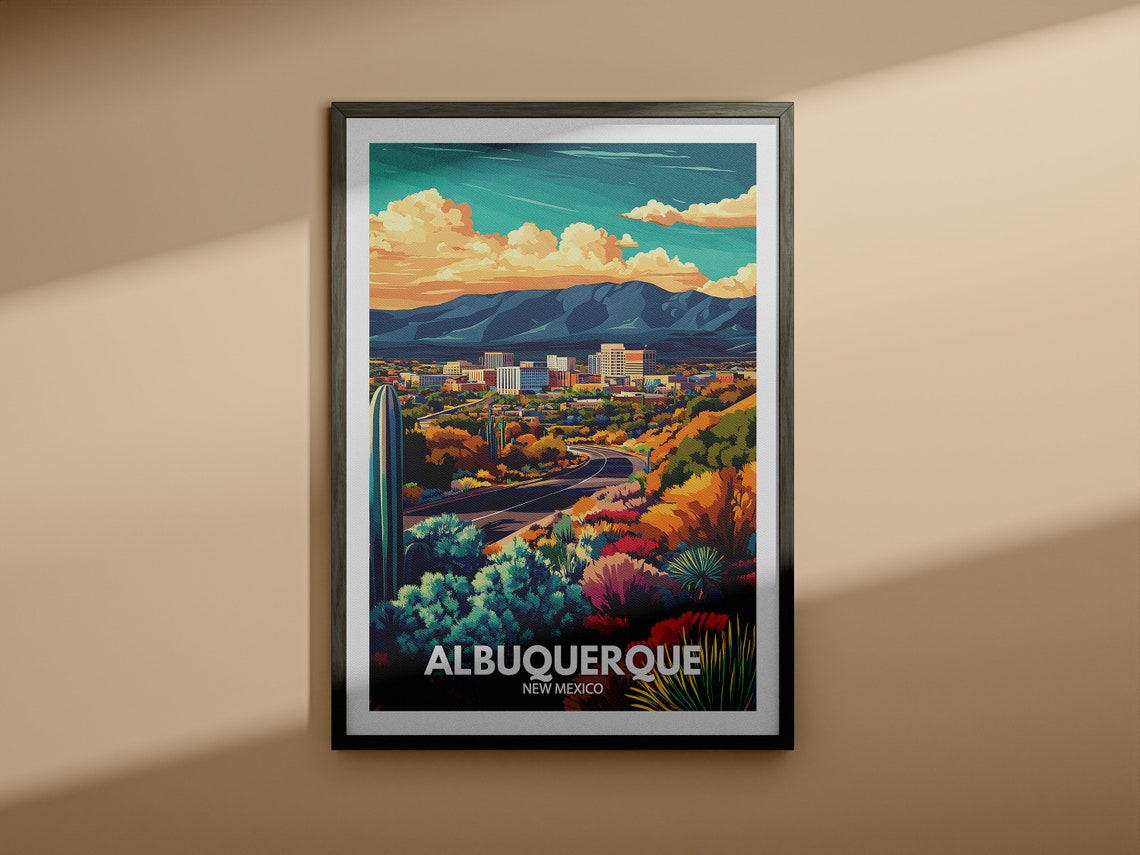 Albuquerque Travel Print New Mexico Albuquerque Travel Poster New Mexico Travel Poster New Mexico Cityscape Wall Art Unique City Decor - Image 3