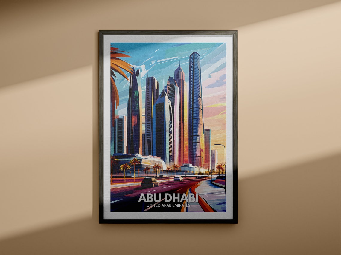 Abu Dhabi Travel Print United Arab Emirates Abu Dhabi Travel Poster United Arab Emirates Travel Poster United Arab Emirates Cityscape - Image 3