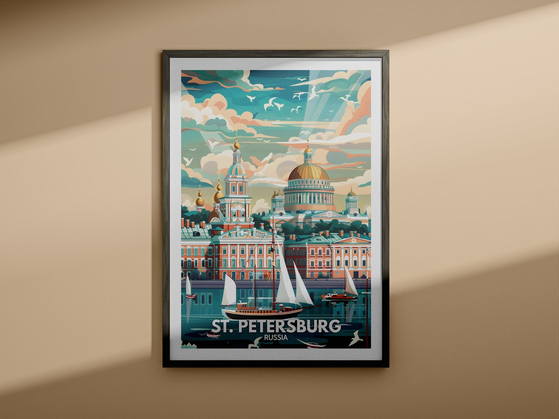 St Petersburg Print Russia St Petersburg Travel Poster Russia Travel Poster Russia Cityscape Wall Art Unique City Decor - Image 3