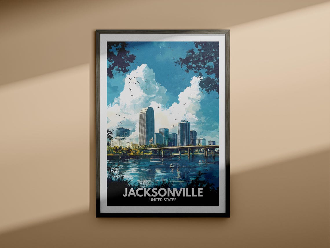 Jacksonville Travel Print United States Jacksonville Travel Poster United States Travel Poster United States Cityscape Wall Art Decor - Image 3