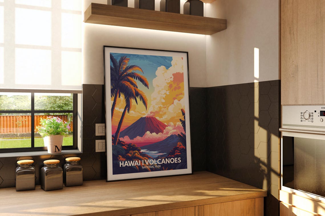 Hawaii Volcanoes National Park Print Hawaii Volcanoes Hawaii Volcanoes Travel Art Poster Hawaii Volcanoes Wall Art Decor - Image 2
