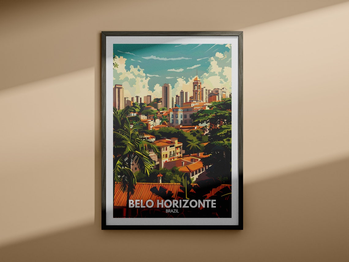 Belo Horizonte Travel Print Brazil Belo Horizonte Travel Poster Brazil Travel Poster Brazil Cityscape Wall Art Unique City Decor - Image 3