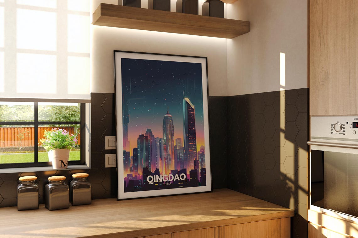 Qingdao Travel Print China Qingdao Travel Poster China Travel Poster China Cityscape Wall Art Unique City Art Decor - Image 2