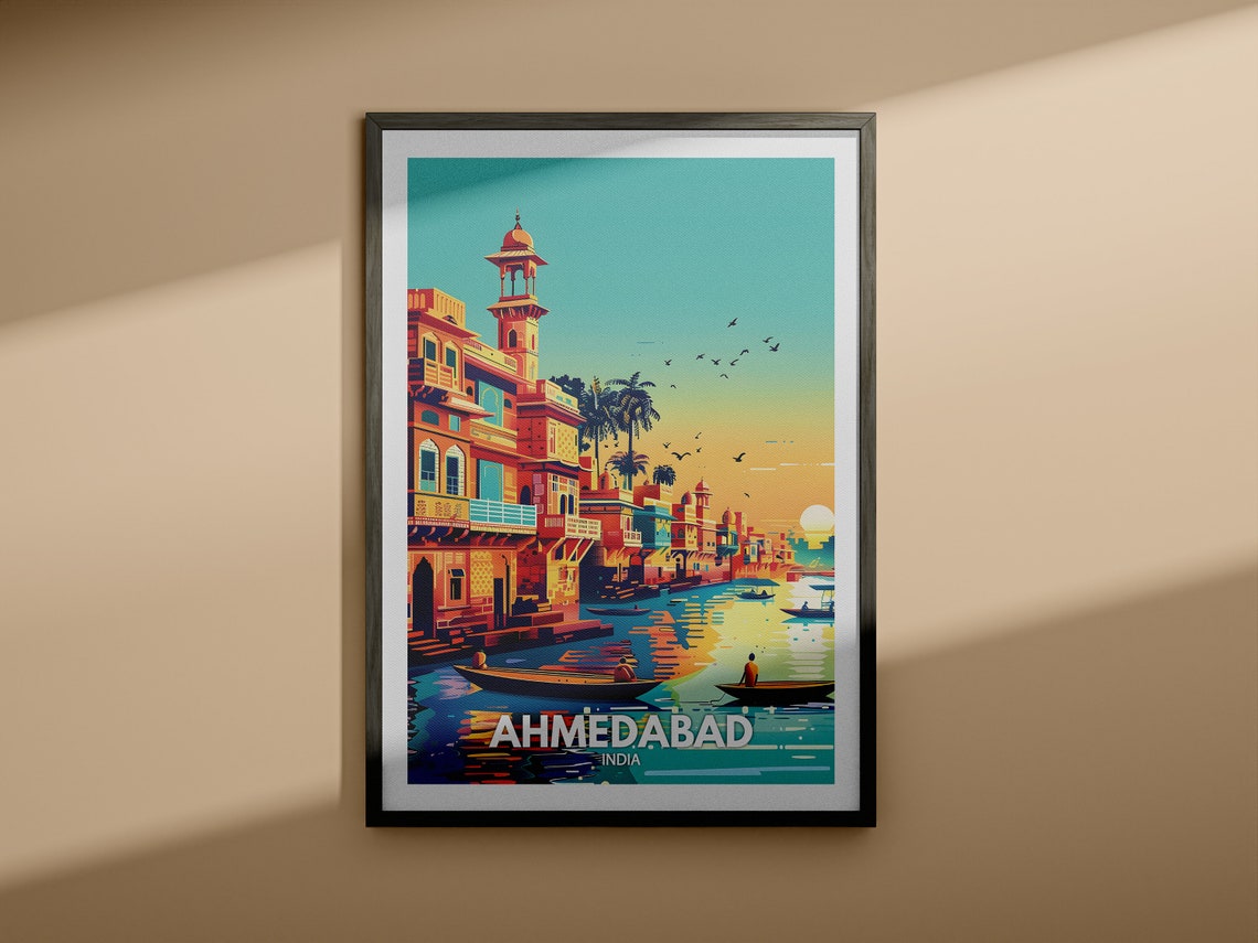 Ahmedabad Print India Ahmedabad Travel Poster India Travel Poster India Cityscape Wall Art Unique City Decor - Image 3