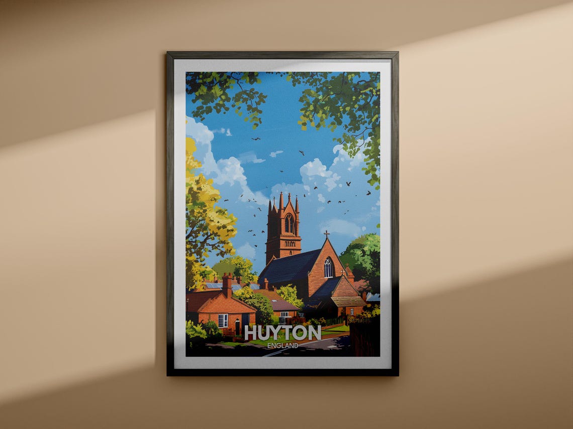 Huyton Travel Print England Huyton Travel Poster England Travel Poster United Kingdom Wall Art British Art Decor - Image 3