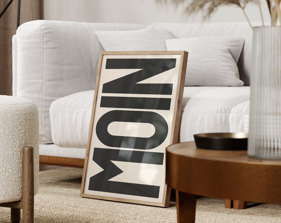 Moin Poster, Minimalist German Hello Art Print