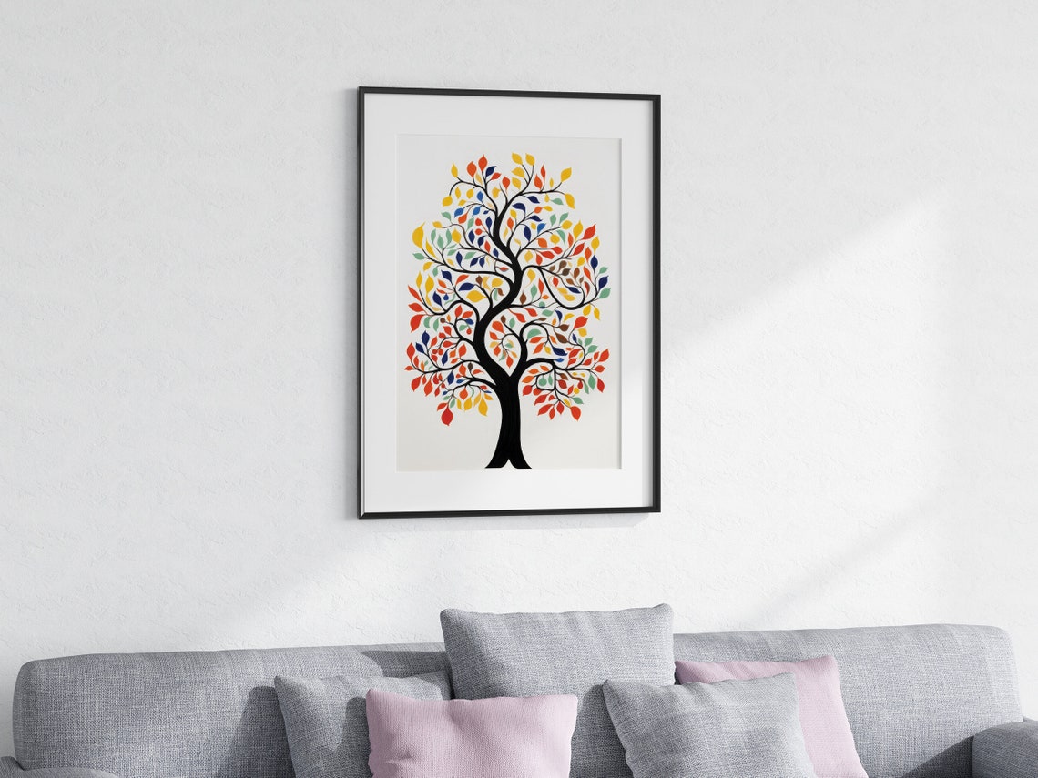Colorful Tree Illustration Modern Abstract Nature Art Seasonal Wall Decor Print - Image 3