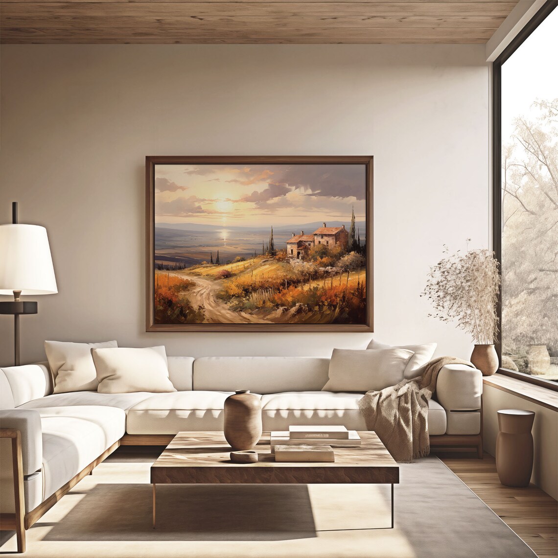 Italian Farmhouse Sunset Countryside Road Tuscan Oil Painting Poster - Image 4