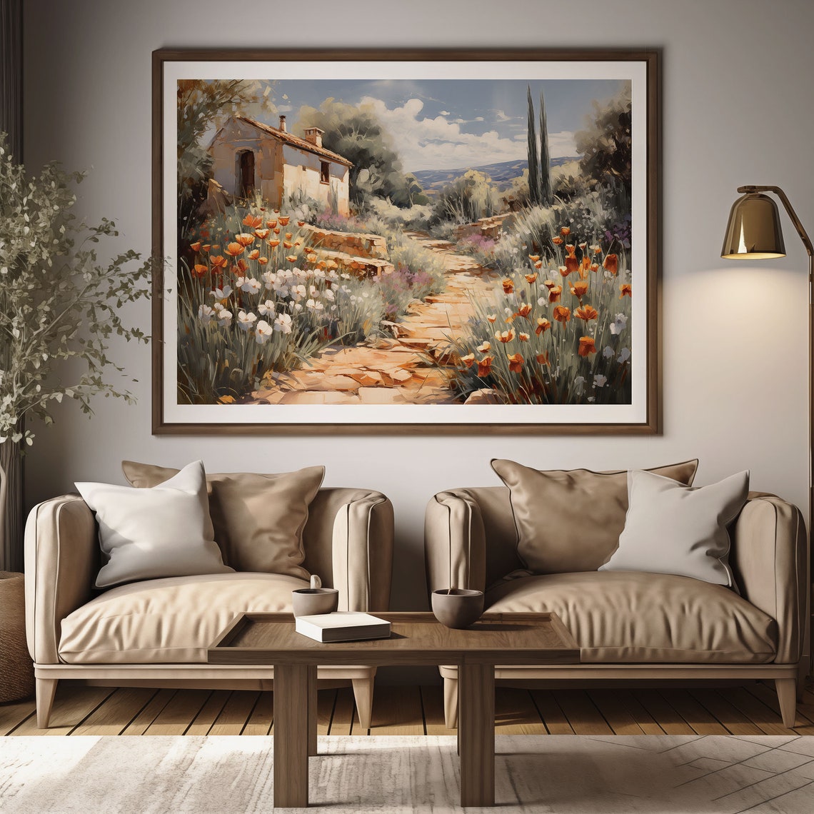 Stone Cottage Garden Path With Wild Poppies Vintage Countryside Poster - Image 2