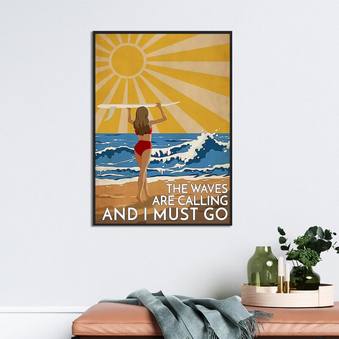 Girl Surfing, Vintage Surfing Wall Art Print - Image 2