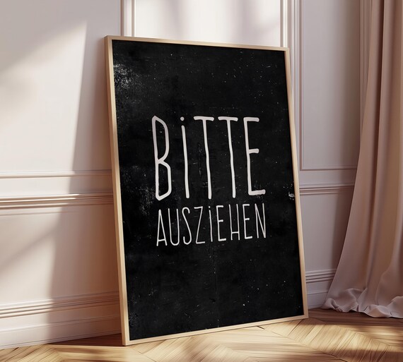 Bitte Ausziehen Funny German Bathroom Quote Handwritten Poster