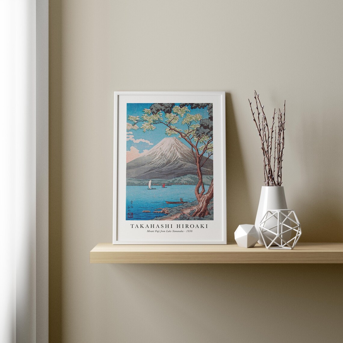 Takahashi Hiroaki Mount Fuji from Lake Yamanaka 1936 Woodblock Poster - Image 7