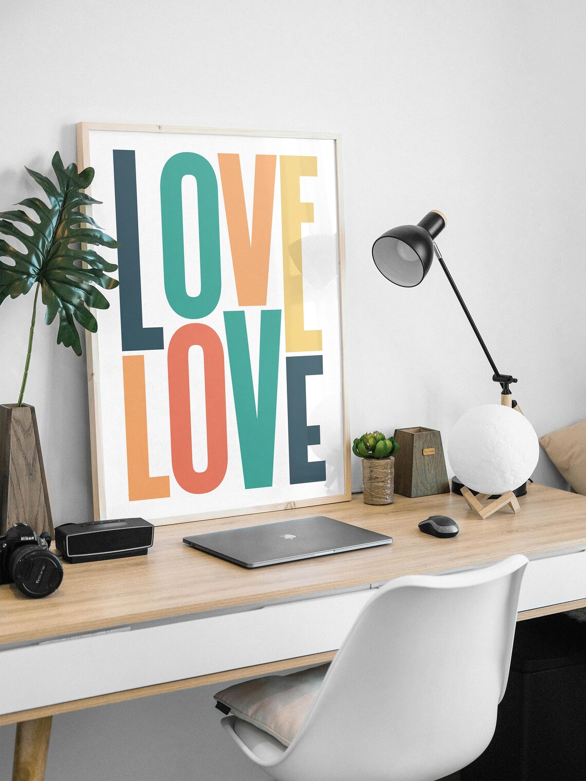 Colorful Stacked Love Typography Mid Century Modern Wall Poster - Image 4
