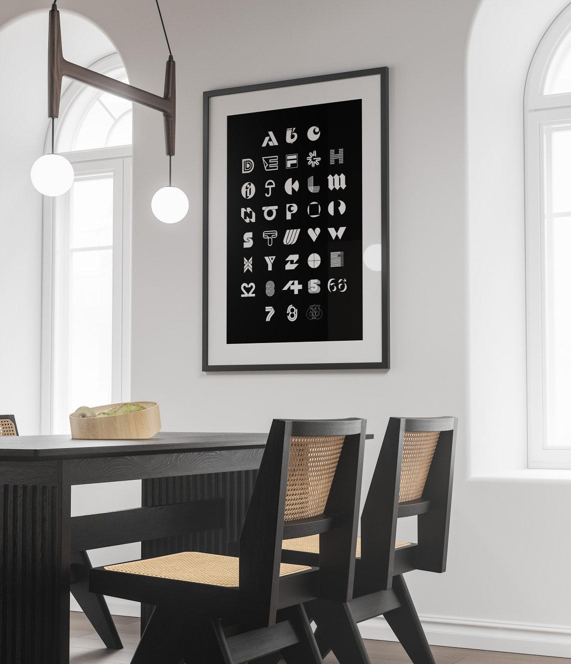 Stylized Alphabet Letterforms White On Black Designer Typeface Poster - Image 6
