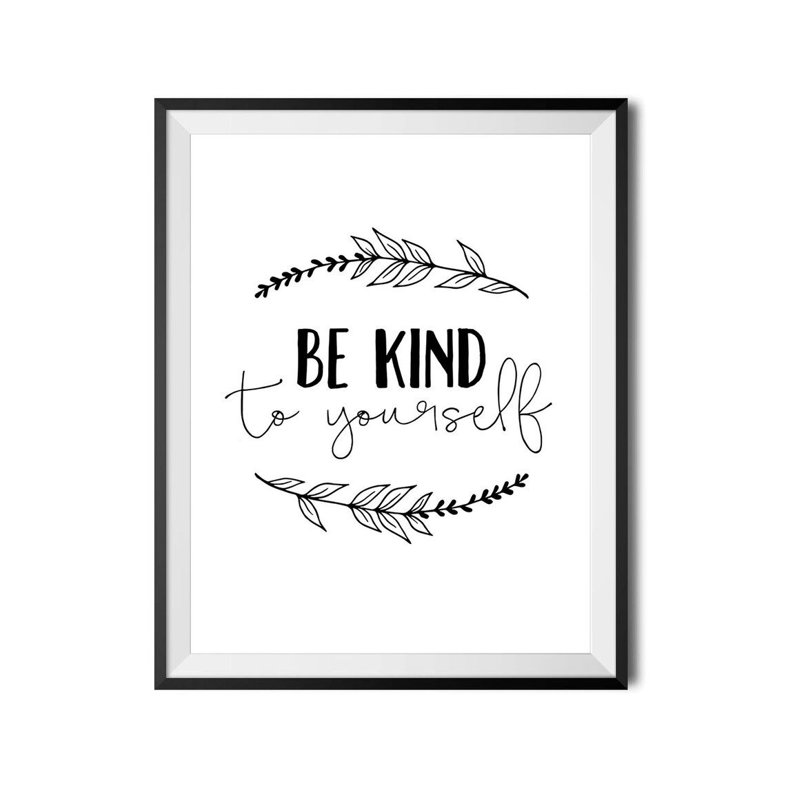Be Kind To Yourself Inspirational Quote Poster Botanical Branch Decor - Image 3
