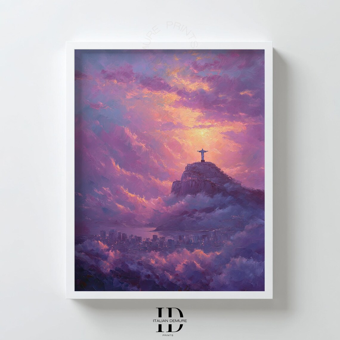 Christ The Redeemer Rio De Janeiro Sunrise Cloudscape City Painting Poster