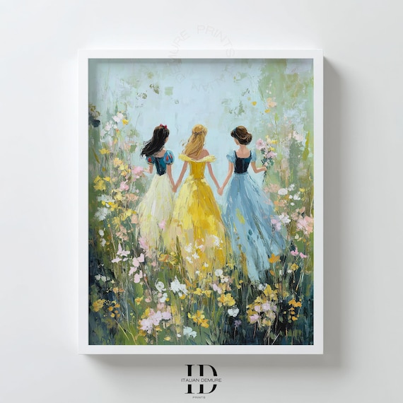 Whimsical Princess Girls Flower Meadow Fairytale Bedroom Poster