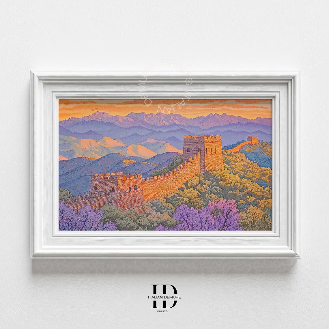 Great Wall of China Sunset Mountains Autumn Travel Landmark Wall Poster