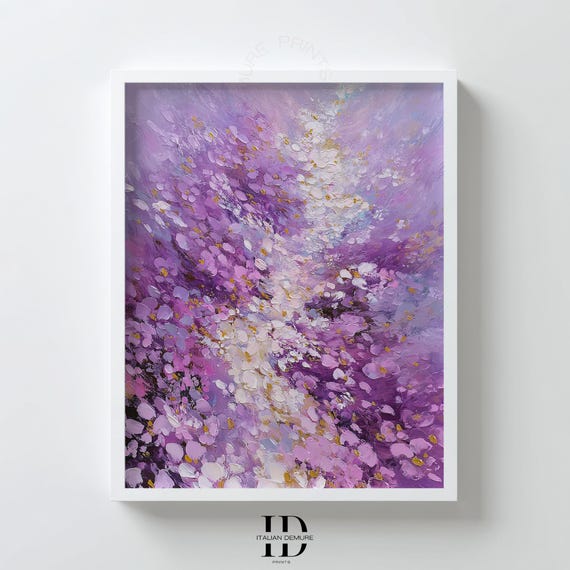 Purple Floral Abstract Print Impressionist Bloom Wall Art Romantic Painting Soft Violet Petals Artwork Spring Decor