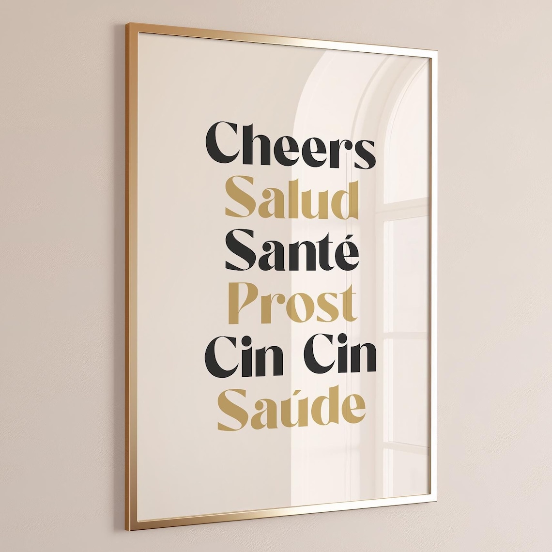 Cheers Salud Sante Prost Cin Cin Saude Multilingual Toast Wall Art