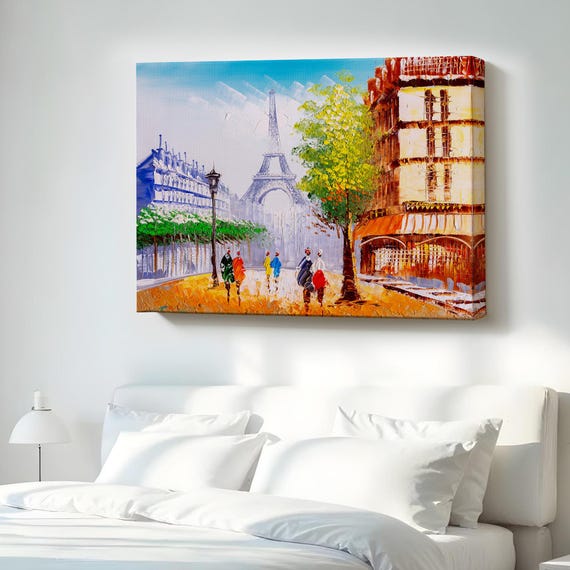 Eiffel Tower View Oil Painting Look Decorative Canvas Wall Art Gift For Home Decor Regional Office