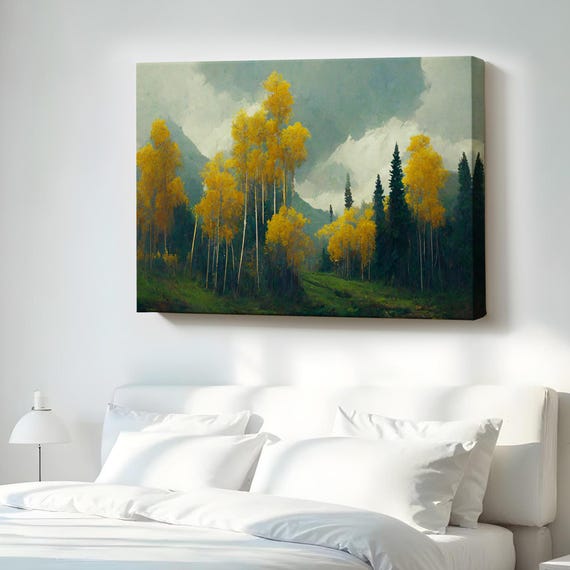 Forest Landscape On The Slope Nature Canvas Print Decor Wall Table