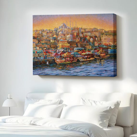 Eminn Fishing Boats Oil Painting Style Canvas Art Large Wall Modern Decor Office Gift For Home
