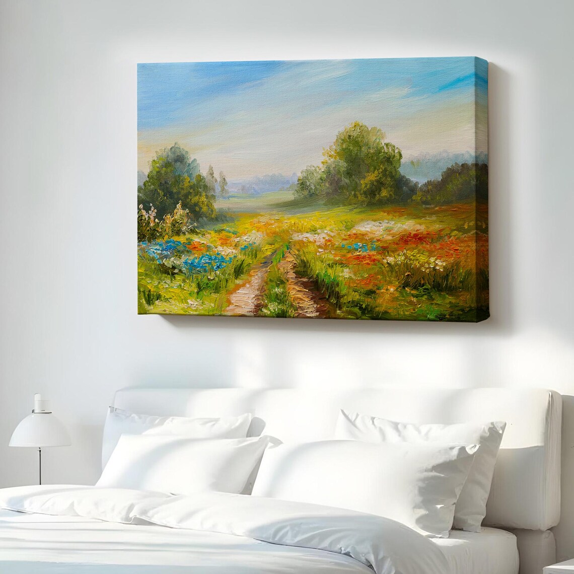 Wildflower Field Path Oil Painting Colorful Meadow Impressionist Art Poster
