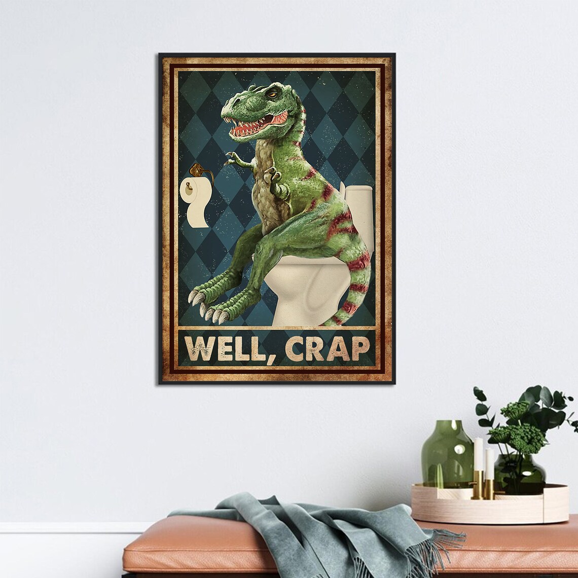 Funny Dinosaurs Bathroom Art, T Rex Toilet Sign - Image 3