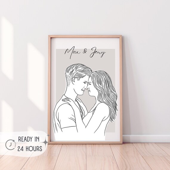 Custom Line Art Portrait, Personalized Family Gift