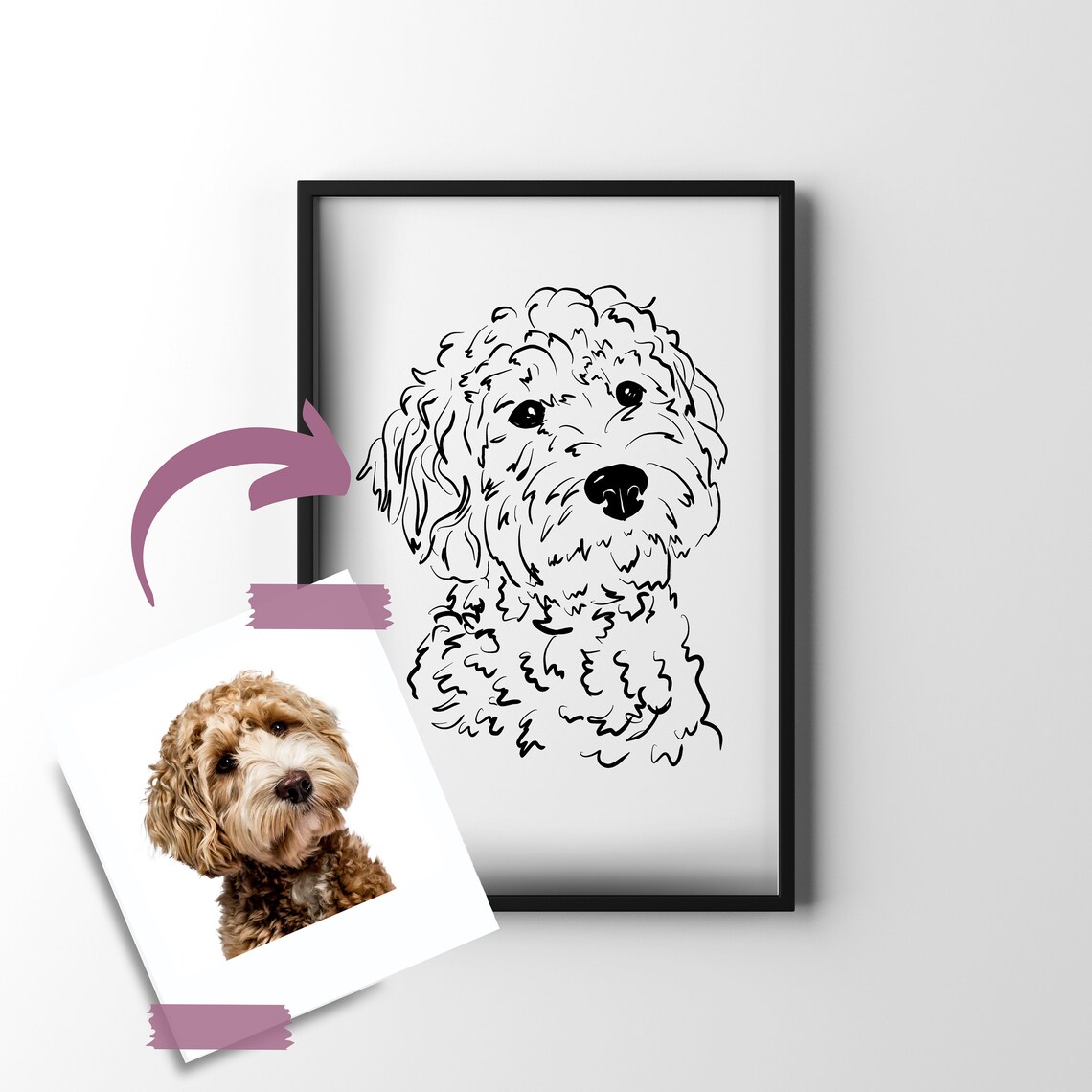 Multiple Pet Portrait, Simple Line Drawing - Image 3