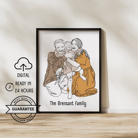 One Line Drawing Mothers Day Gift Custom Couple Portrait Family Gift Wedding Anniversary Gift Line From Photo Line Art