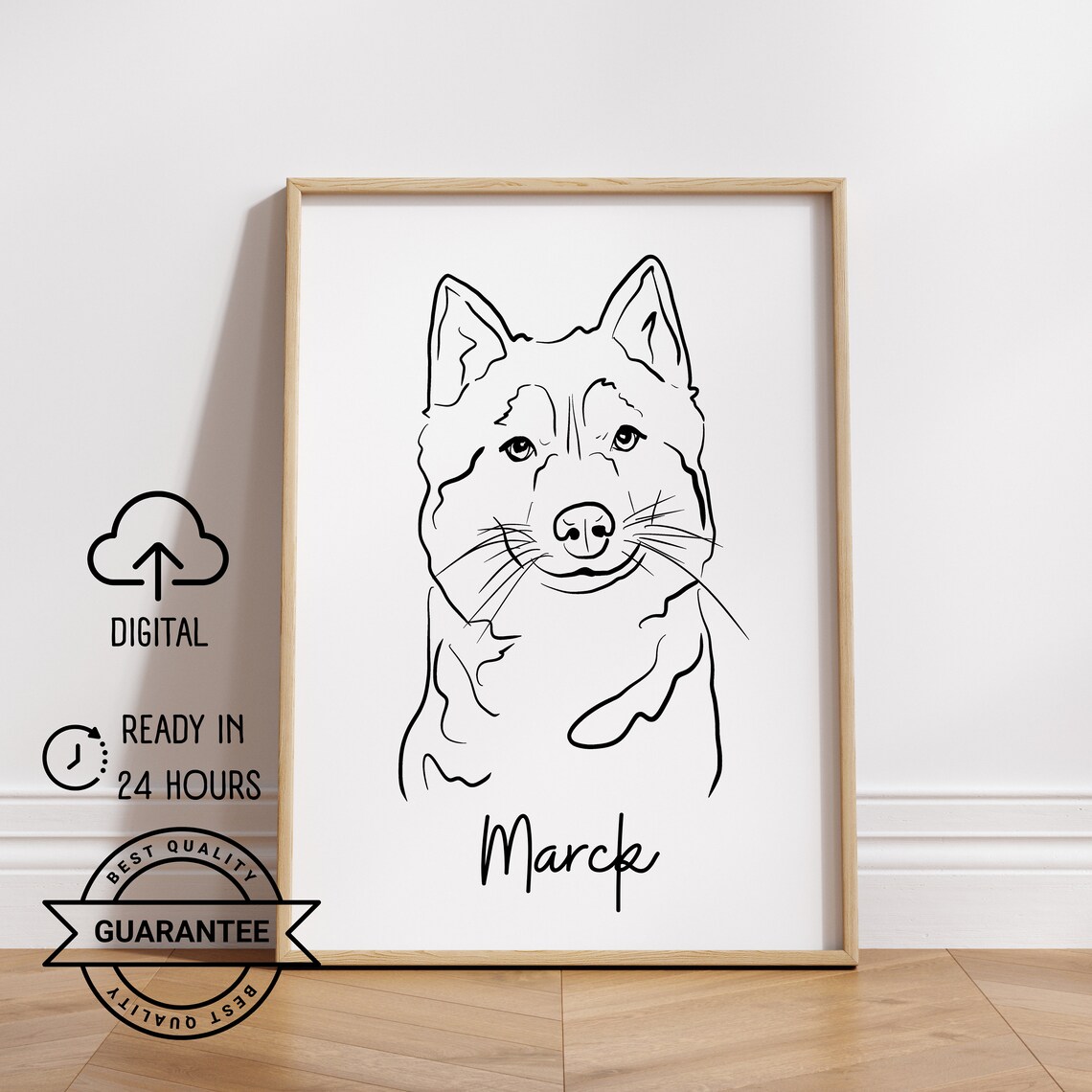 Pet Outline Dog Cat Line Drawing, Wedding Animal Art