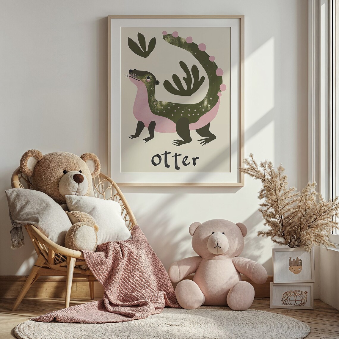 Otter Nursery Wall Art Print, Neutral Kids Room - Image 3