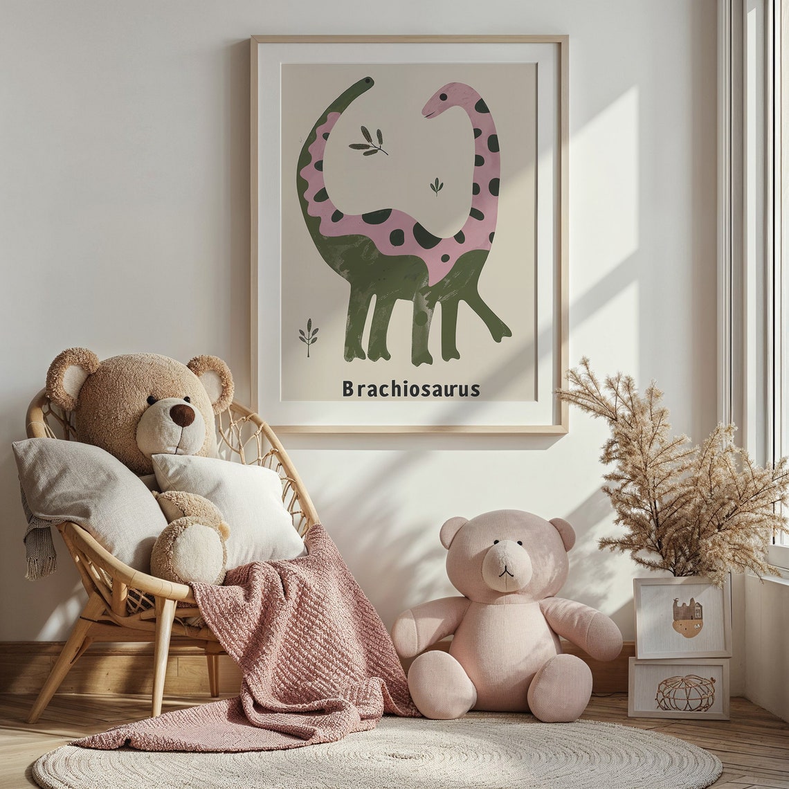 Brachiosaurus Long Neck Pastel Dinosaur Educational Nursery Poster - Image 3