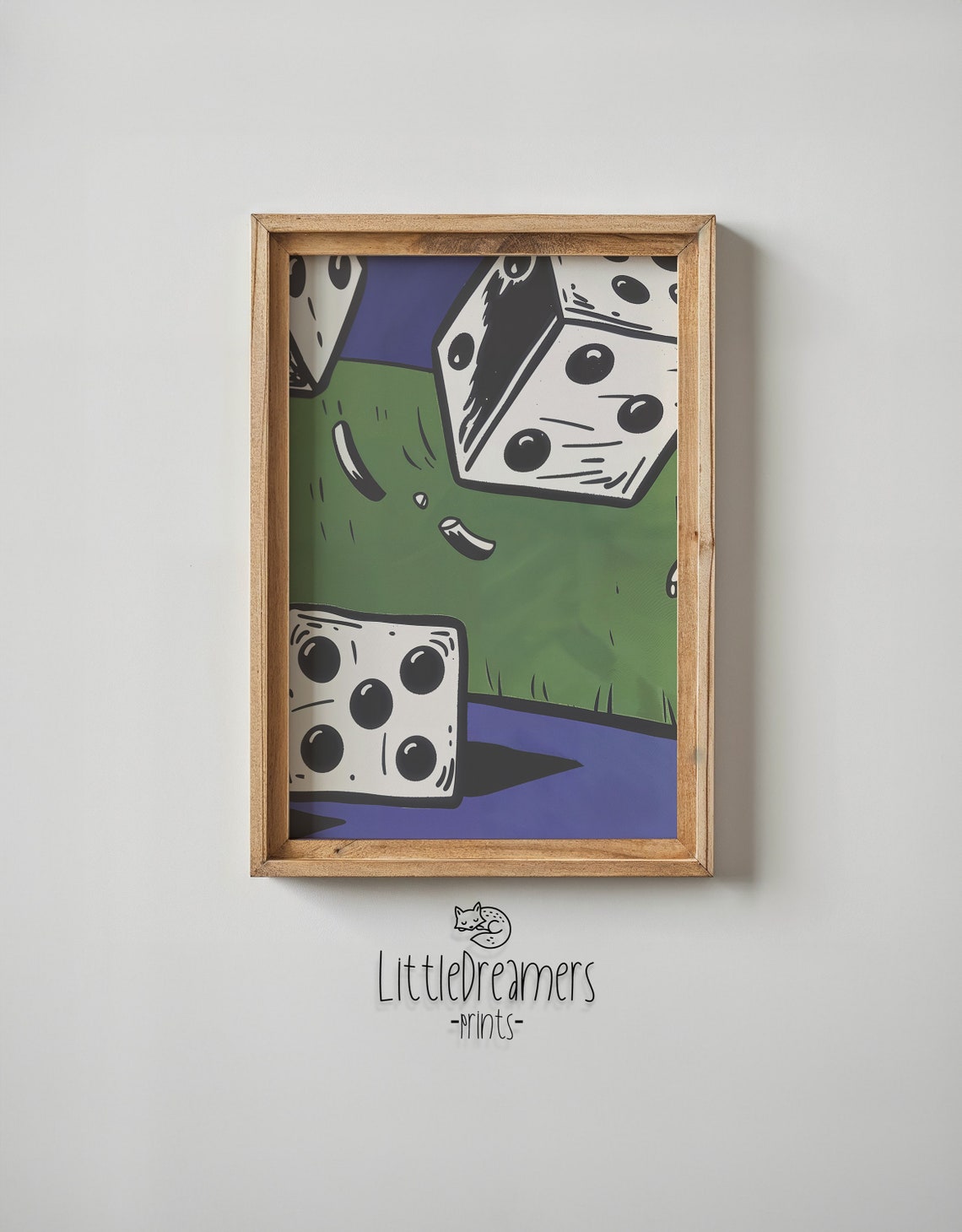 Lucky Dice Night Casino Pop Art Purple Felt Game Room Wall Poster