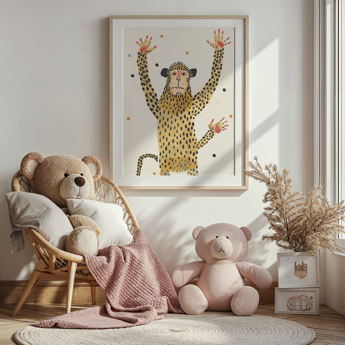 Playful Spotted Cheetah Confetti Dots Kids Safari Wall Art Poster - Image 5