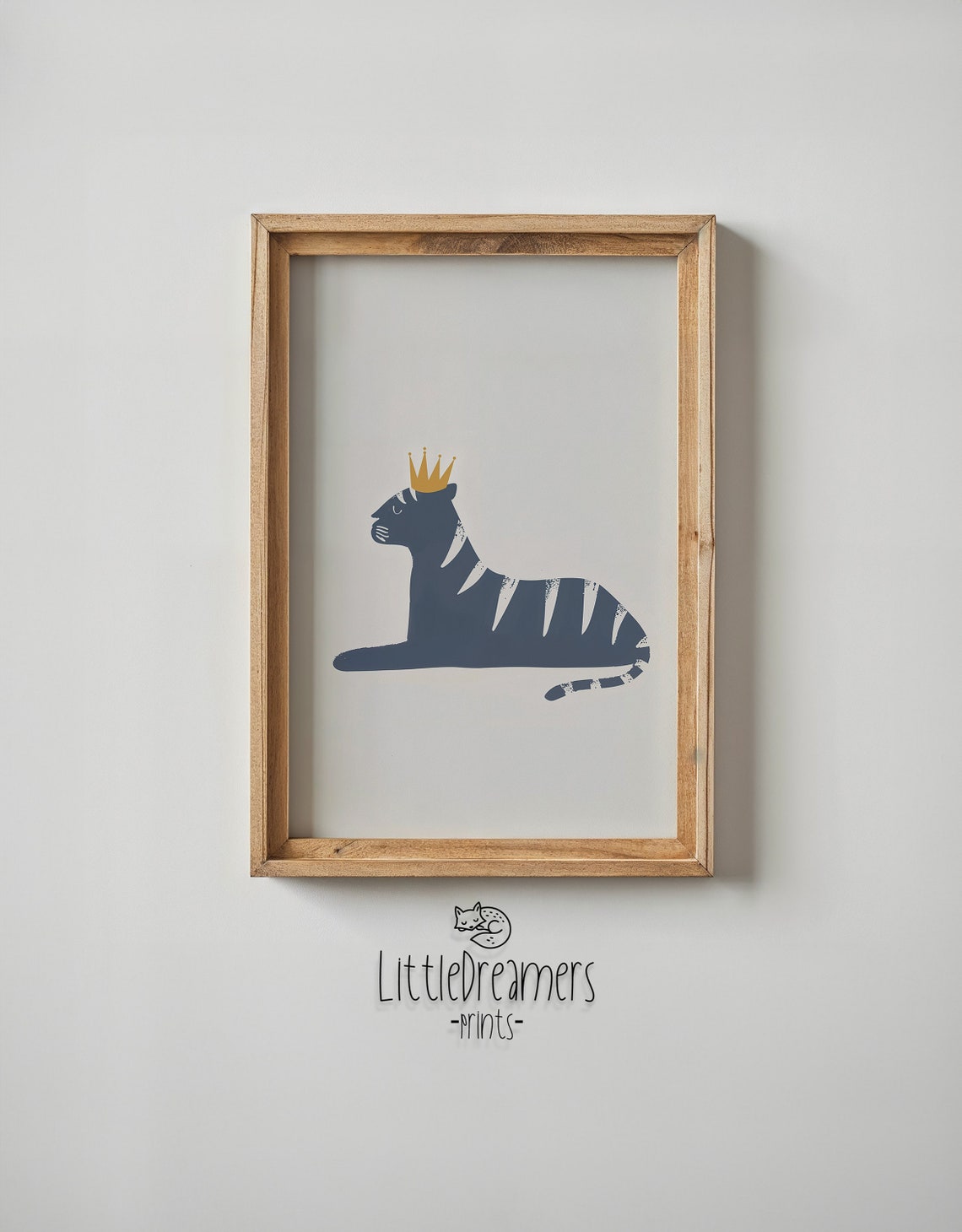 Royal Navy Tiger Gold Crown Lying Down Minimalist Kids Wall Poster - Image 5