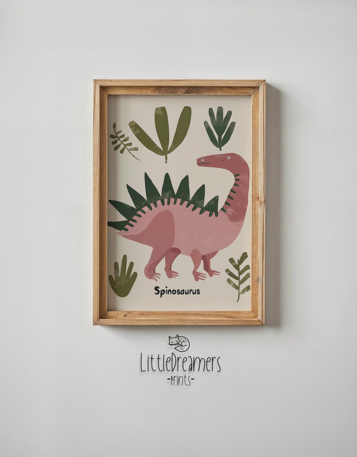 Spinosaurus Sail Backed Pink Dinosaur Educational Nursery Poster - Image 6