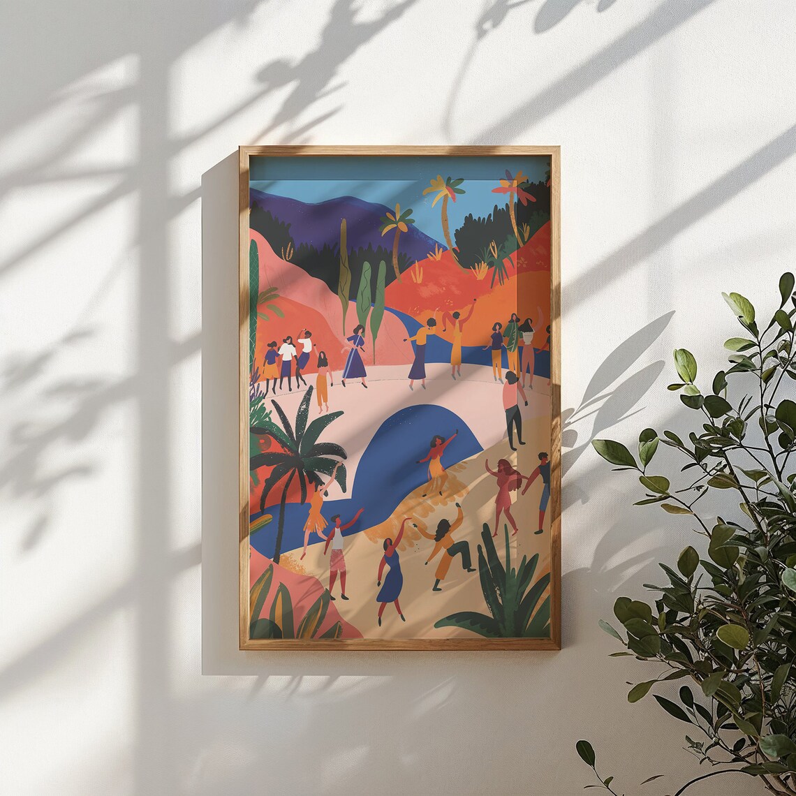 Tropical Beach Party Dancers Red Mountains Palm Kids Wall Poster - Image 3
