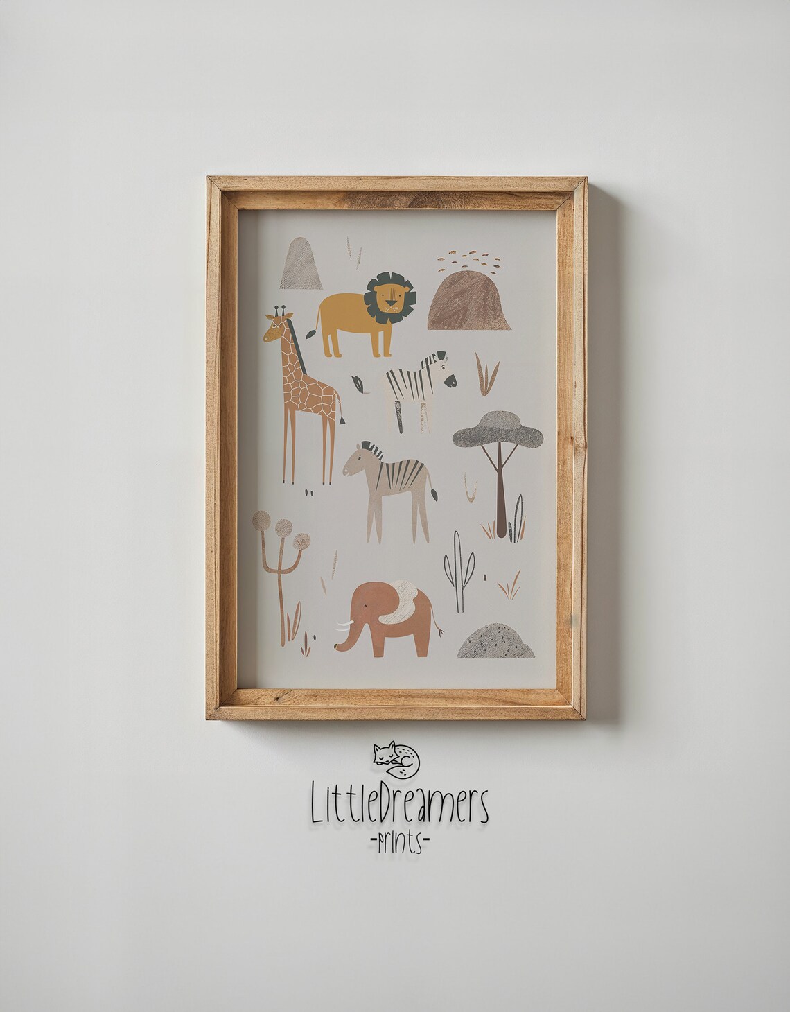 Safari Animals Nursery Poster Giraffe Lion Elephant Zebra Kids Wall Art - Image 5
