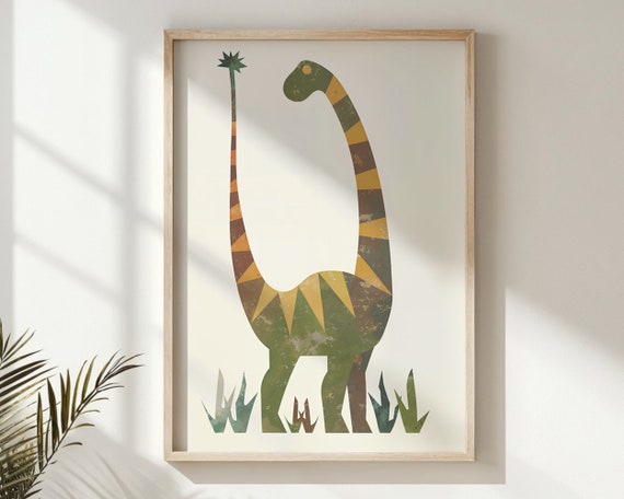 Nursery Wall Art Playful Shapes Dinosaur Print Colorful Kids Posters Modern Decor For Baby Room Geometric Style Artwork Gift