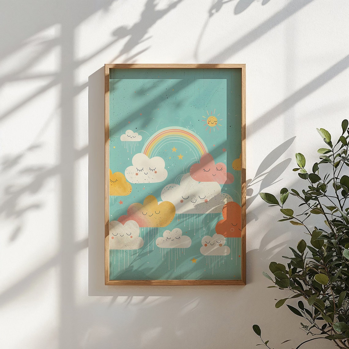 Smiling Clouds Rainbow Nursery Wall Art Kids Room Decor Whimsical Weather Poster Artwork Gift - Image 5