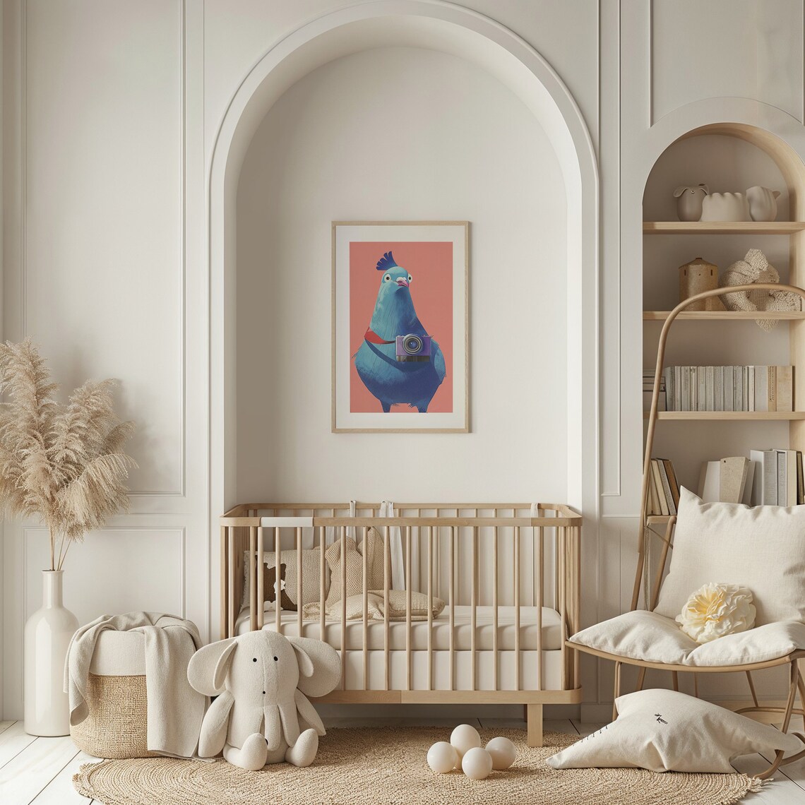 Photographer Pigeon Nursery Art Print, Whimsical Kids Decor - Image 2