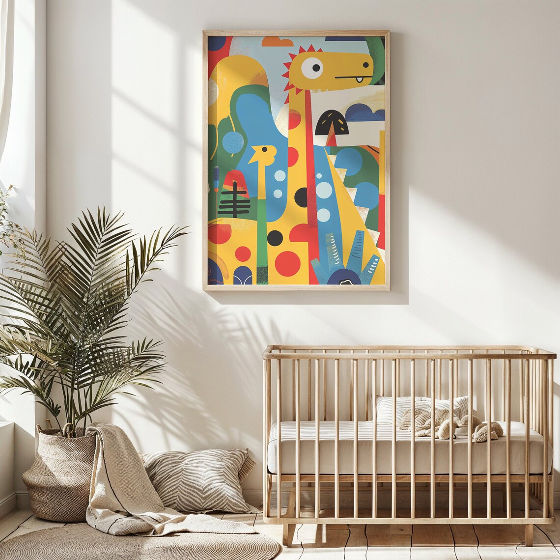 Abstract Pop Art Yellow Dinosaur Illustration Kids Room Nursery Poster - Image 6
